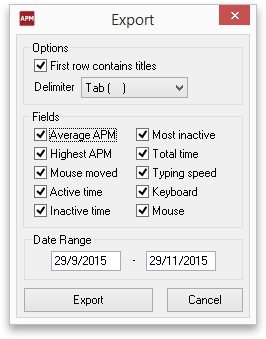 Desktop APM Export